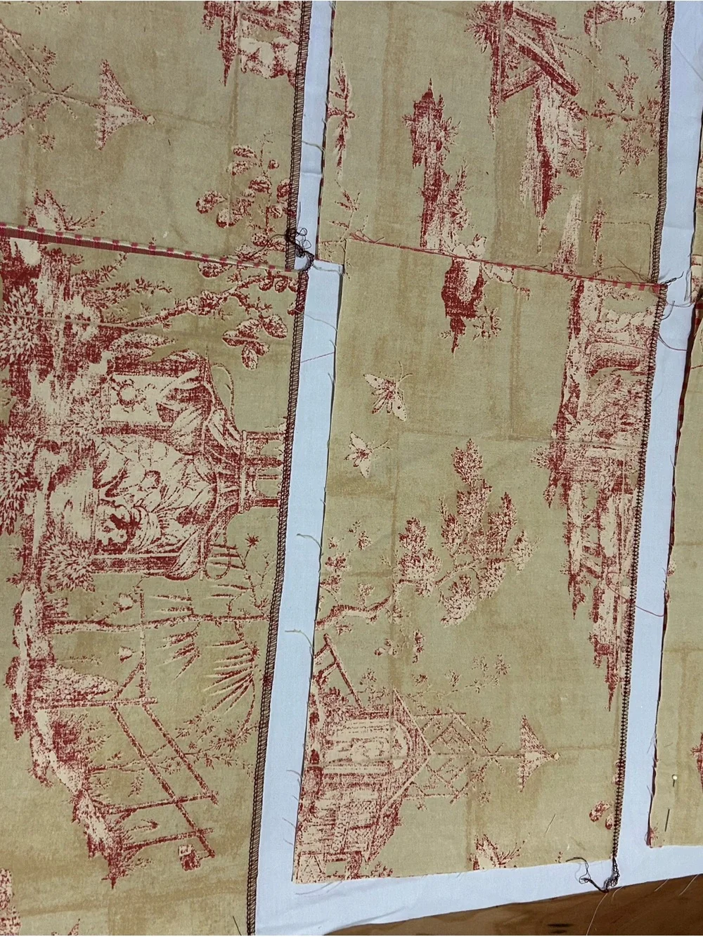 10 Unfinished Toile de Jouy Fabric Panels for DIY Pillows